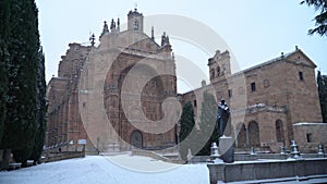 Snow in Salamanca city, Spain is a very rare happening