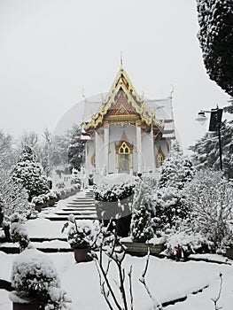 Snow scene - Thai temple