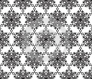 Snow seamless pattern. Abstract winter ornamental textured background. Snowflake pattern. Snowflake holiday texture. Lacy doodle