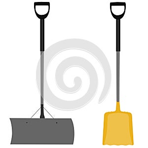 Snow shovel grey and yellow photo