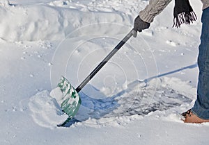 Snow Shovel pushing snow