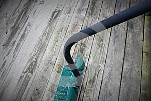 Snow shovel on wood Slat