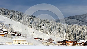 Snow ski piste Alps Flachau Austria