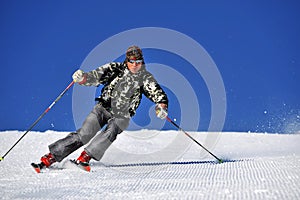 Snow Skier Against Blue Sky