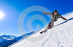 Snow Skier Against Blue Sky