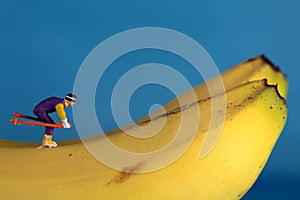 Snow Skiing figures on banana