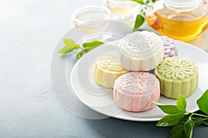 Snow skin sweet and savory traditional Chinese mooncakes