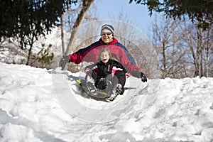 Snow Sledding family fun