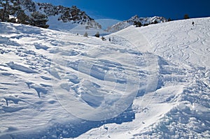 Snow slope in the winter Pyrenees
