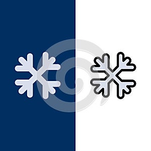 Snow, Snow Flakes, Winter, Canada  Icons. Flat and Line Filled Icon Set Vector Blue Background