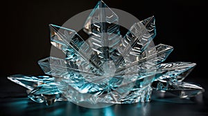 A snow snowflake in the winter, in the style of crystalcore, focus stacking, mike campau, translucent water, Generative AI