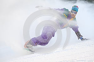 Snow spray extreme snowboarding