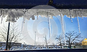 Snow stages in wintertime in Bucharest