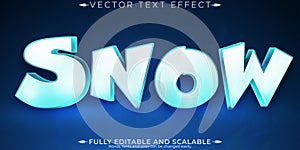 Snow text effect, editable frozen and cold text style
