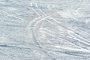 Snow texture with ski tracks
