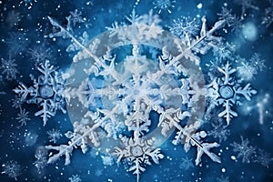 Snow texture Snowflakes , macro close-up. Christmas background concept. High quality illustration. AI Generative