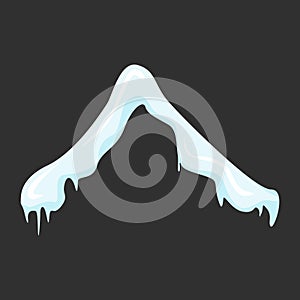 Ice-sheet with icicle.Vector illustations on black background. Snow top. photo