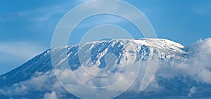 Snow on top of Mount Kilimanjaro in Amboseli