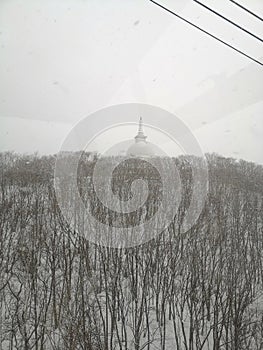 A snow town among the cabin gondola at Mount Moiwa , Sapporo , Hokkaido, Japan photo