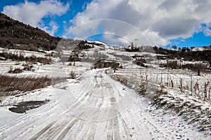 Snow trails mountain