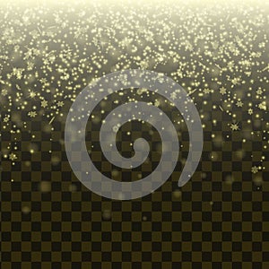 Snow on transparent background. Winter snowfall.