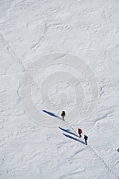 Snow trekers in the French Alps, Chamonix