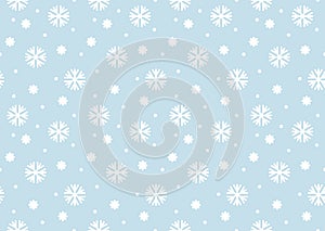 Snow vector pattern. Snowflakes on blue background.