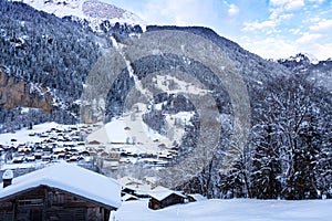 Snow and Villages in Switzerland