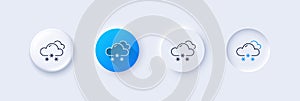 Snow weather forecast line icon. Clouds with snowflake sign. Cloudy sky. Line icons. Vector