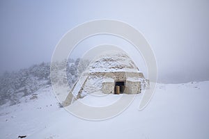 Snow wells in Sierra Espuna, Region of Murcia, Spain. photo