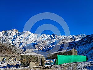 Snow white at Kedarnath temple, Himalayas mountain