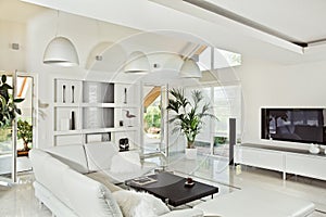 Snow-white living room modern interior