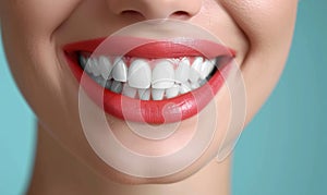 Snow-white smile of an attractive young woman, dental advertising