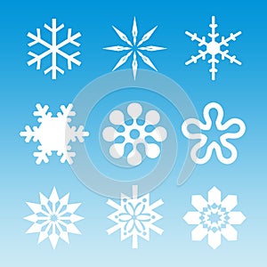 Snow - White Snowflakes On Blue