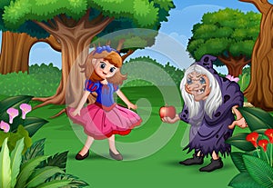 Snow white and the witch in the forest
