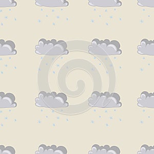 Snow winter cloud seamless pattern