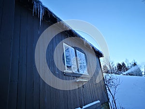 Snow winter freezing house ice trees