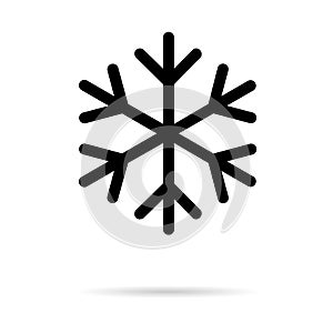 Snow winter icon, danger ice flake sign, risk alert vector illustration, careful caution symbol
