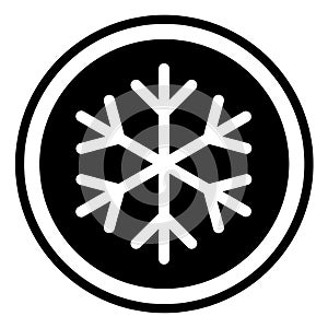 Snow winter icon, danger ice flake sign, risk alert vector illustration, careful caution symbol