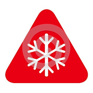 Snow winter icon, danger ice flake sign, risk alert vector illustration, careful caution symbol