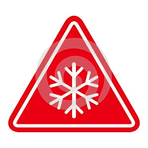 Snow winter icon, danger ice flake sign, risk alert vector illustration, careful caution symbol