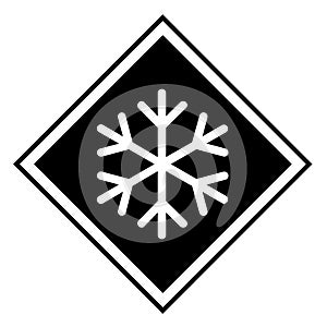 Snow winter icon, danger ice flake sign, risk alert vector illustration, careful caution symbol