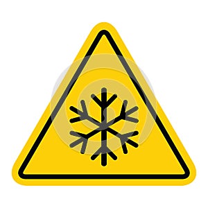 Snow winter icon, danger ice flake sign, risk alert vector illustration, careful caution symbol