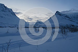 Snow winter in the mountains of Sweden  Sarek and Abisko