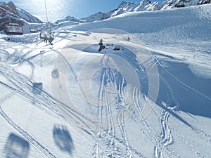 Snow winter skiing season in kuhtai