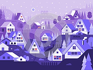 Snow Winter Village Landscape