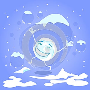 Snowball Happy Excited Jump Up Laughing Cartoon