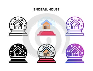 Snowball with house icon with different style.