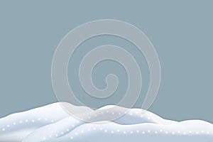 Snowbank isolated on blue background. Vector winter background.