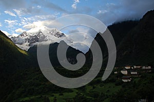 Snowberg and village